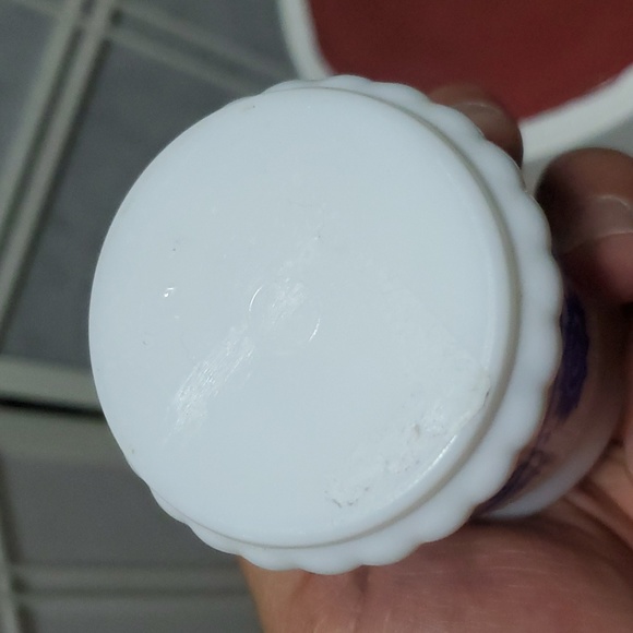 Vintage Hazel Atles Milk Glass Blue Floral Jar w/ Lid - Picture 6 of 6